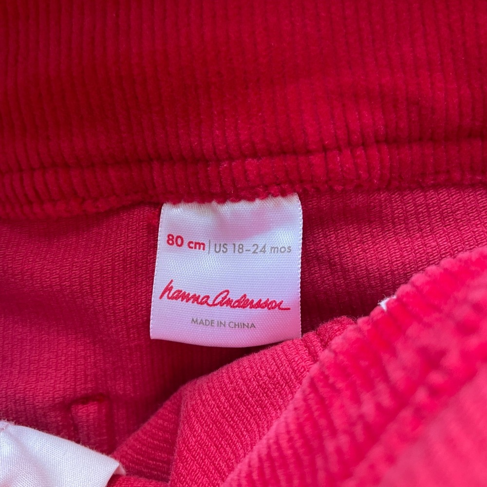 Hanna Andersson Red Corduroy Overalls Kids 18-24 Months 80cm Bib Overalls - Picture 3 of 10